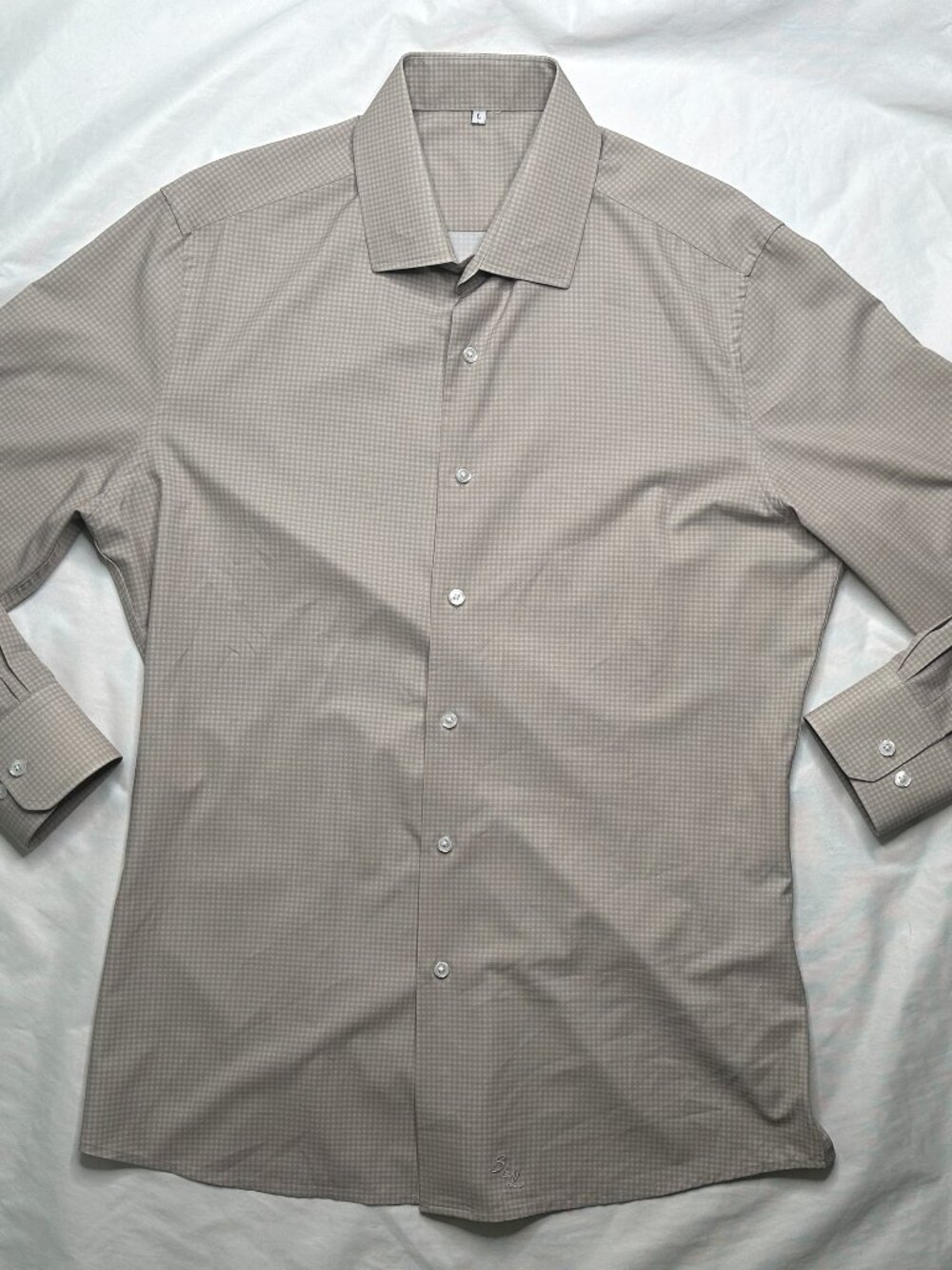State and Liberty Dress Shirt Men’s Large Brown Tartan Plaid Stretch
